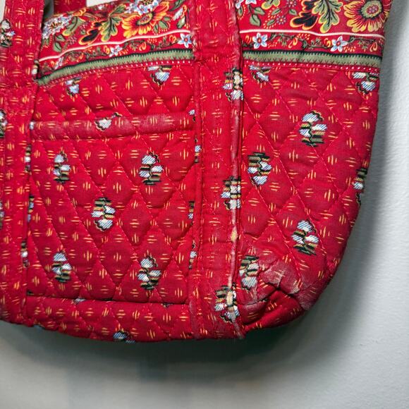 Vera Bradley Provincial Red Floral Print Zip Quilted Shoulder Bag Purse - Picture 3 of 11